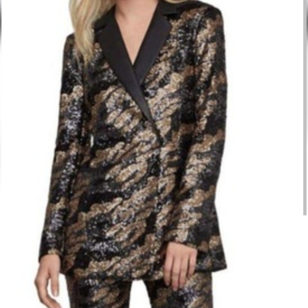 BCBGMaxazria Camo Sequin Blazer